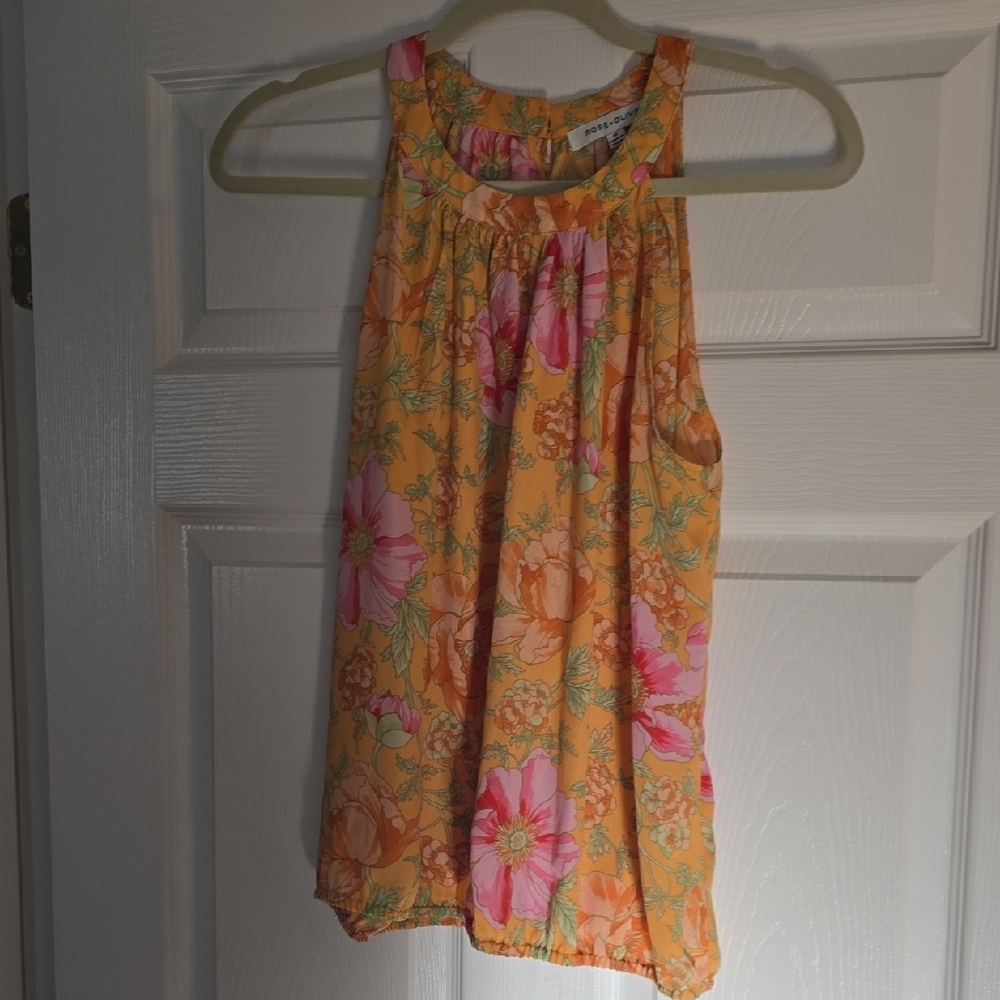 Floral Kids Tank Top - Orange and Pink